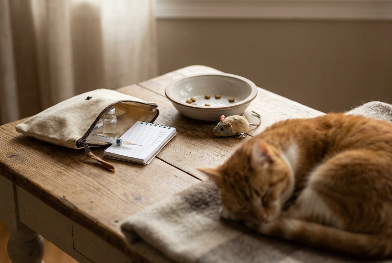 Professional header image for step-by-step guide: Caring for a Diabetic Cat While You Travel: Insulin, Flui...